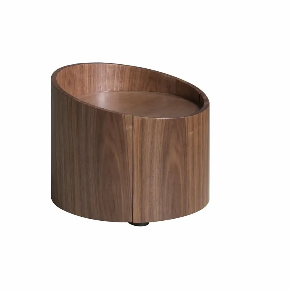 Tables de nuit - Table de chevet ronde en noyer - ANGEL CERDÁ