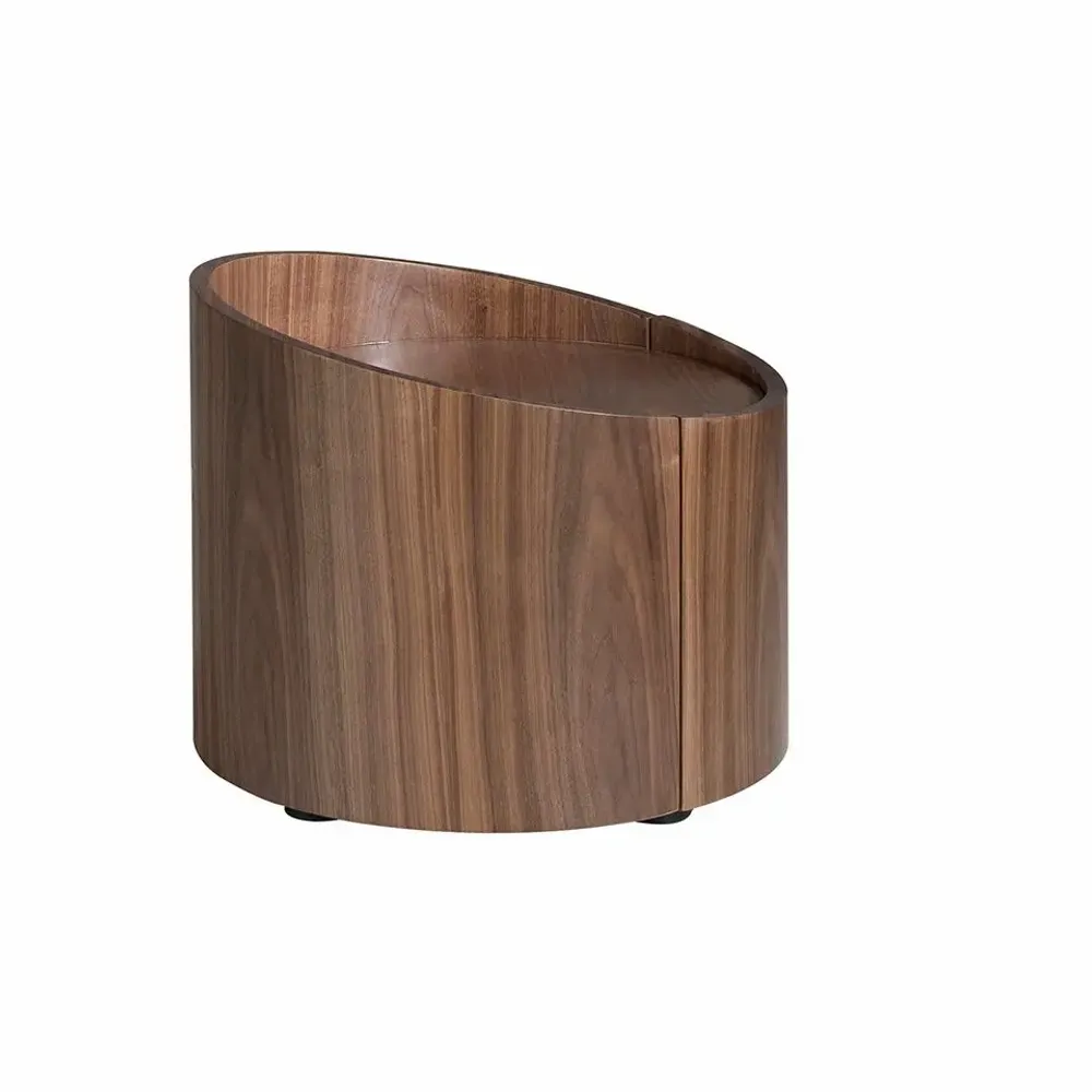 Tables de nuit - Table de chevet ronde en noyer - ANGEL CERDÁ