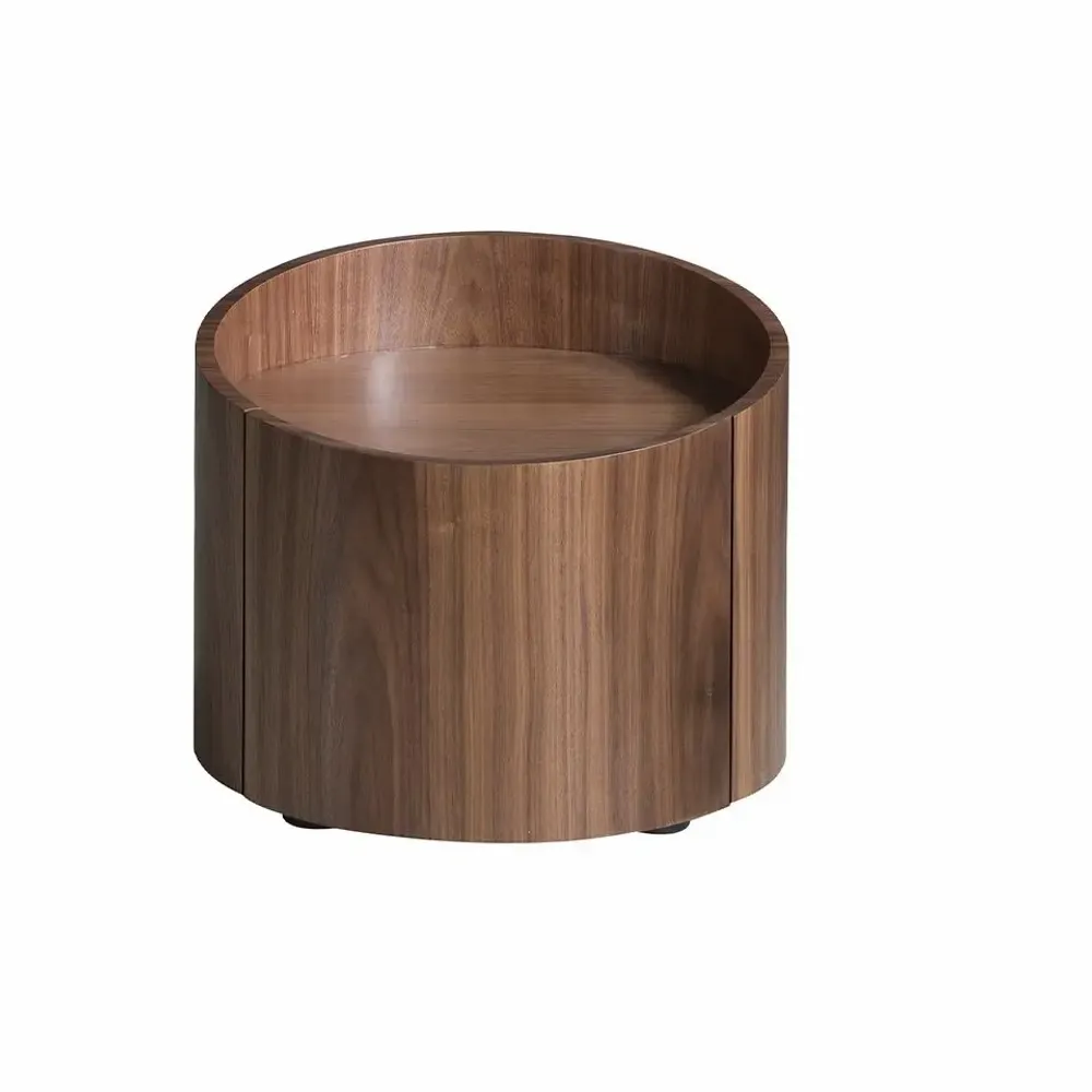 Tables de nuit - Table de chevet ronde en noyer - ANGEL CERDÁ