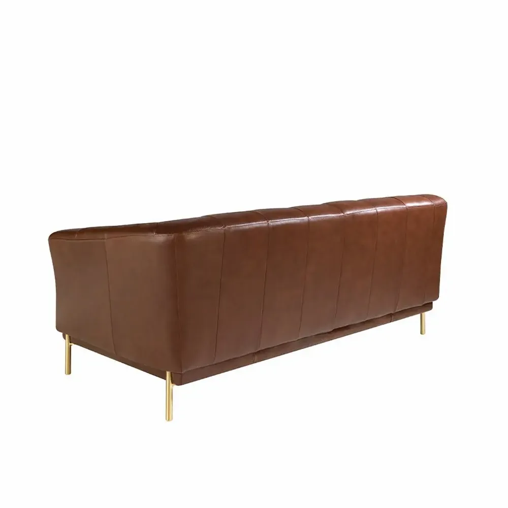 Sofas - 2 seater tobacco brown leather in quilted upholstery sofa - ANGEL CERDÁ