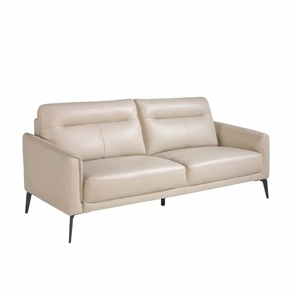 Sofas - 3 seater sofa upholstered in gray taupe leather - ANGEL CERDÁ