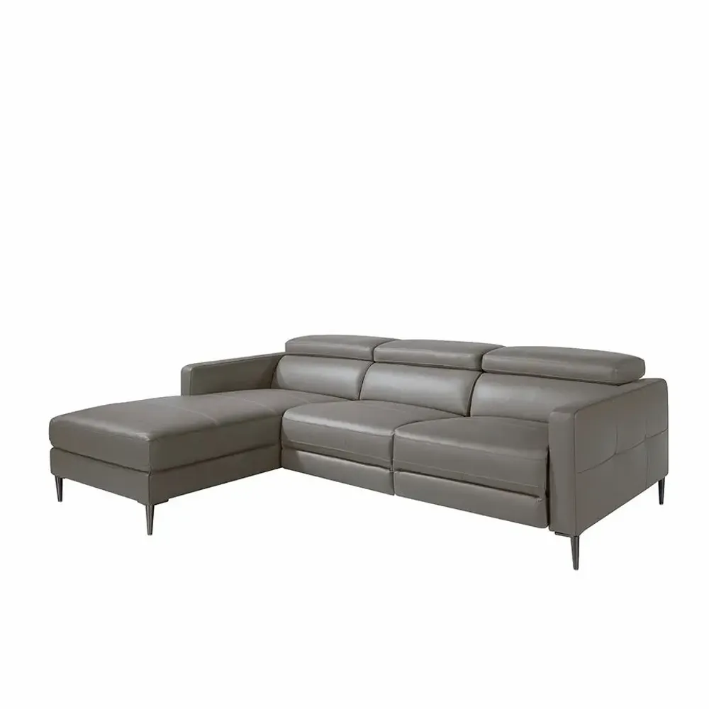 Canapés - Canapé chaise longue en cuir gris foncé avec mécanisme relax - ANGEL CERDÁ