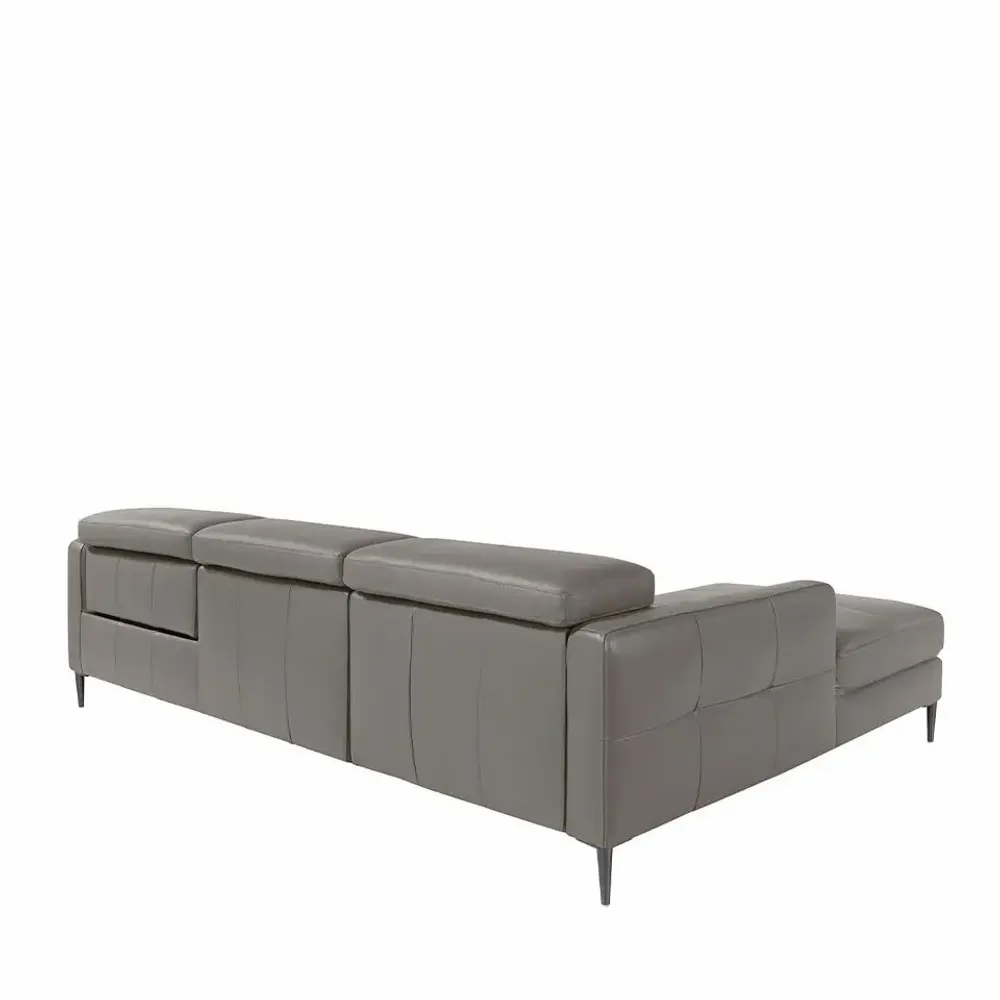 Canapés - Canapé chaise longue en cuir gris foncé avec mécanisme relax - ANGEL CERDÁ