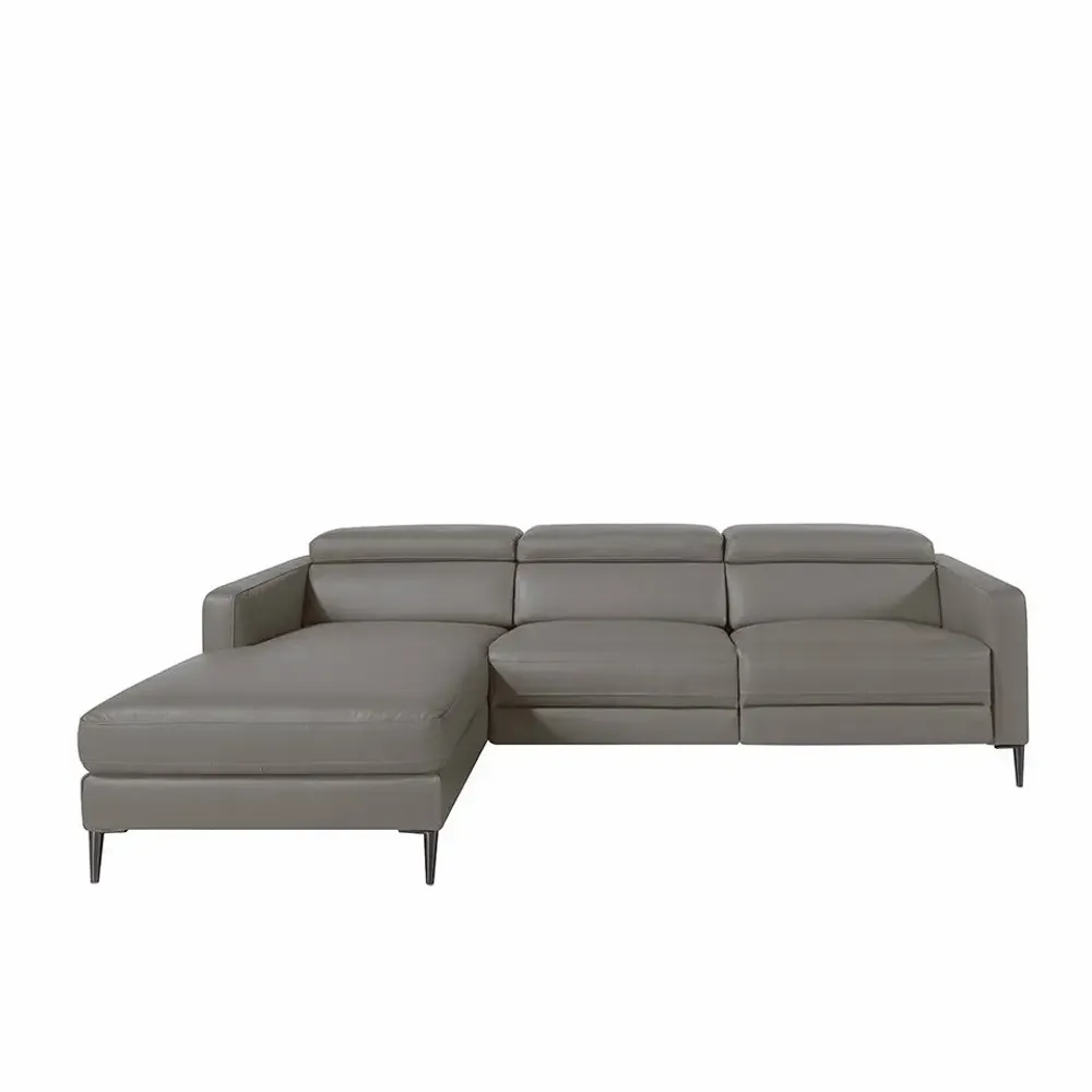 Canapés - Canapé chaise longue en cuir gris foncé avec mécanisme relax - ANGEL CERDÁ
