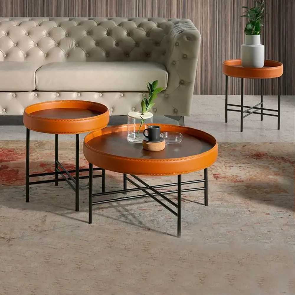 Tables basses - Table basse en peau de vache cognac - ANGEL CERDÁ