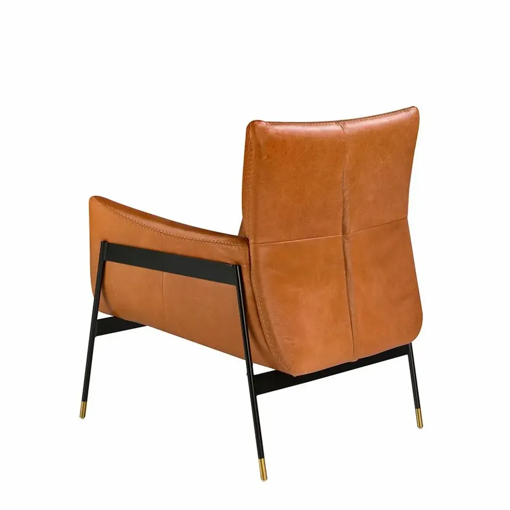 Fauteuils - Fauteuil tapissé en cuir de vachette marron - ANGEL CERDÁ