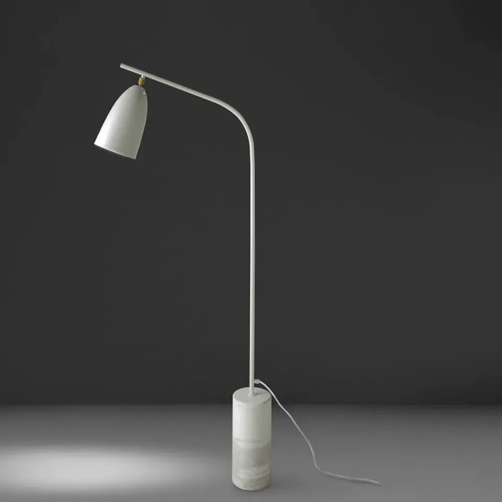 Floor lamps - Marble and white steel floor lamp - ANGEL CERDÁ