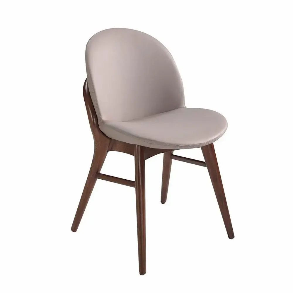 Chairs - Dining chair upholstered in eco-leather and walnut coloured ash frame - ANGEL CERDÁ