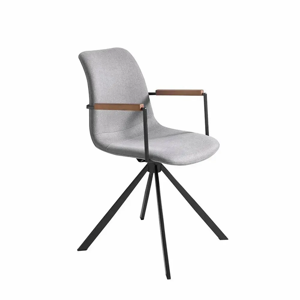 Chairs - Gyratory chair in fabric and black steel legs - ANGEL CERDÁ