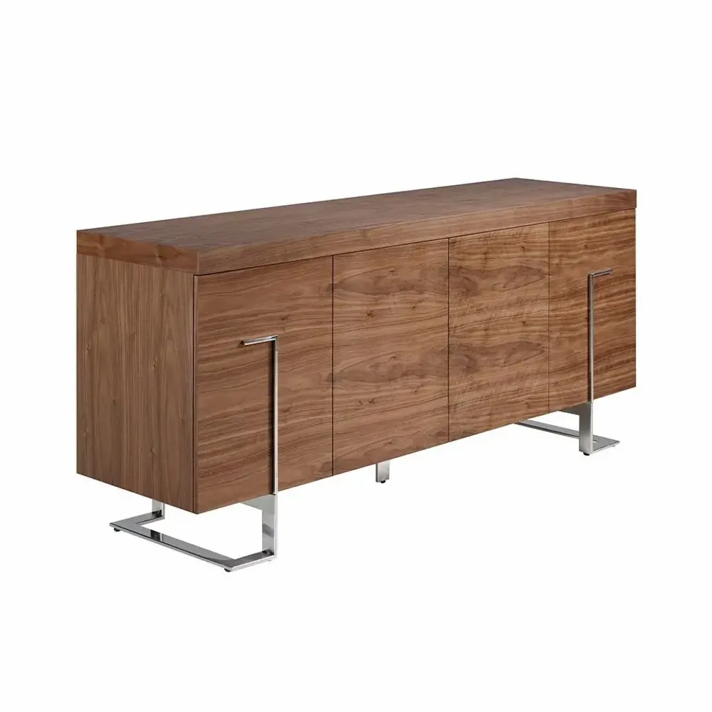 Sideboards - Walnut and chrome-plated steel sideboard - ANGEL CERDÁ