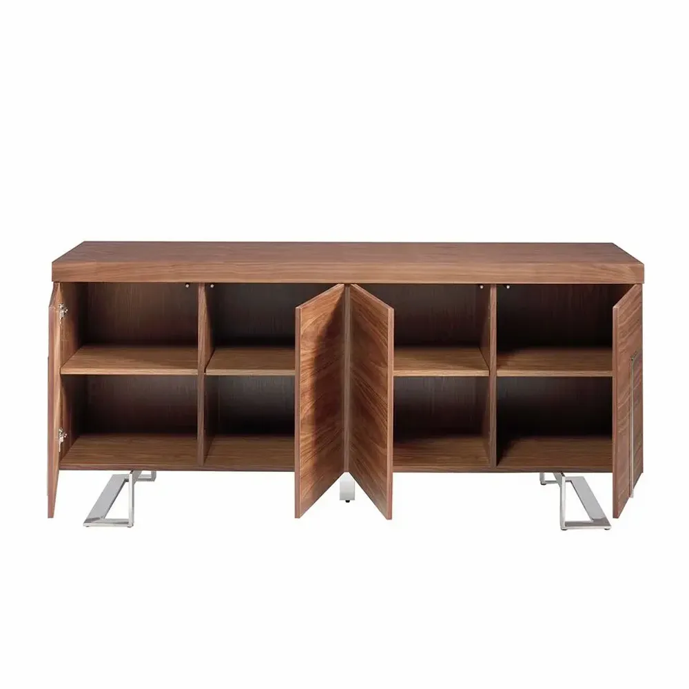 Sideboards - Walnut and chrome-plated steel sideboard - ANGEL CERDÁ