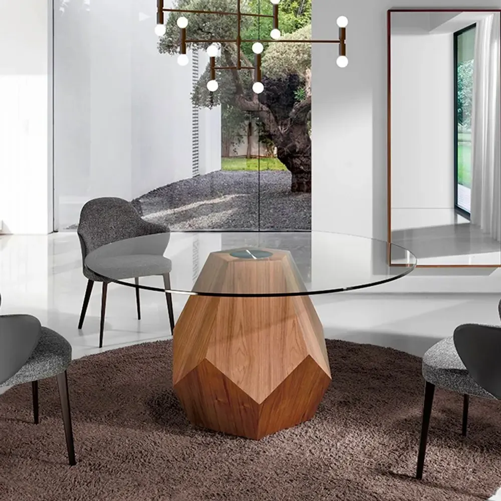 Dining Tables - Round walnut dining table - ANGEL CERDÁ