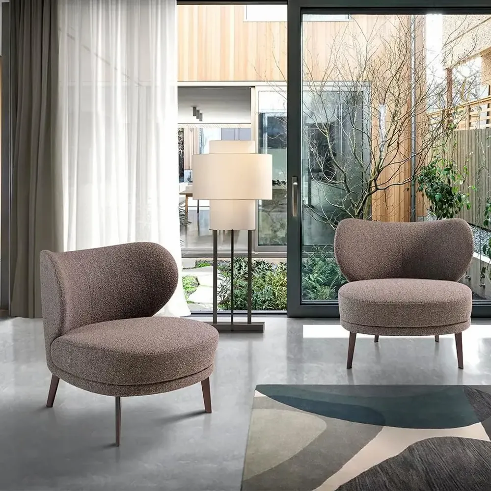 Fauteuils - Fauteuil tapissé en tissu brun - ANGEL CERDÁ