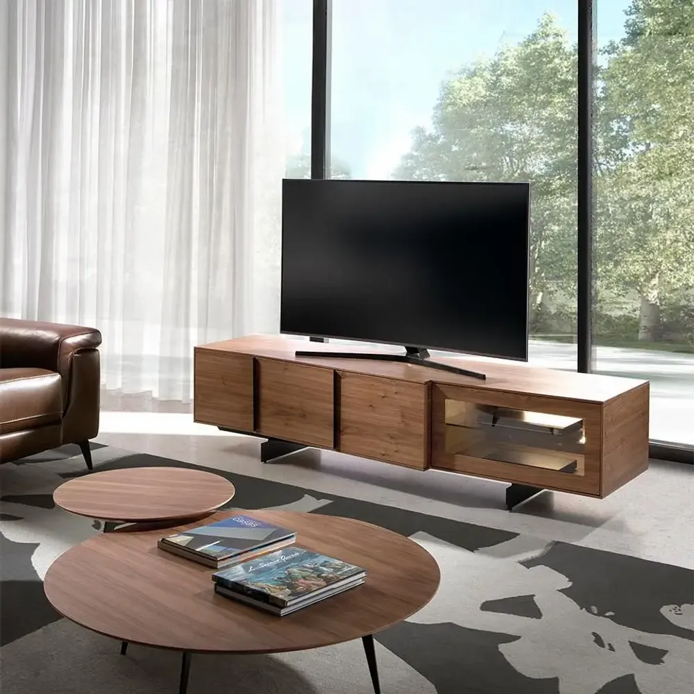 Buffets - Meuble TV en noyer et acier noir - ANGEL CERDÁ