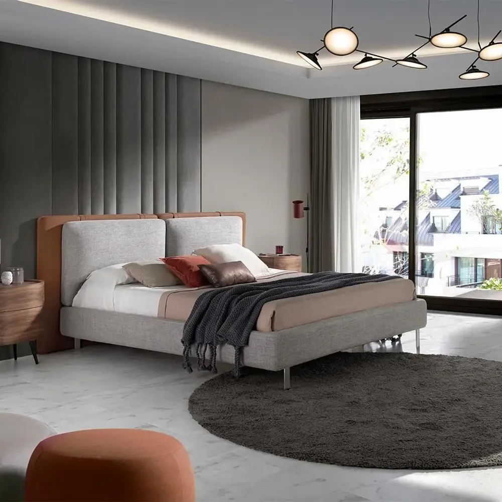 Beds - Upholstered bed in fabric and eco-leather - ANGEL CERDÁ