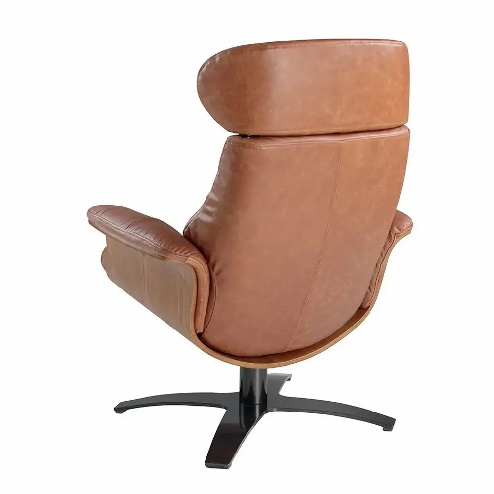 Fauteuils - Fauteuil pivotant tapissé en cuir de vachette camel - ANGEL CERDÁ