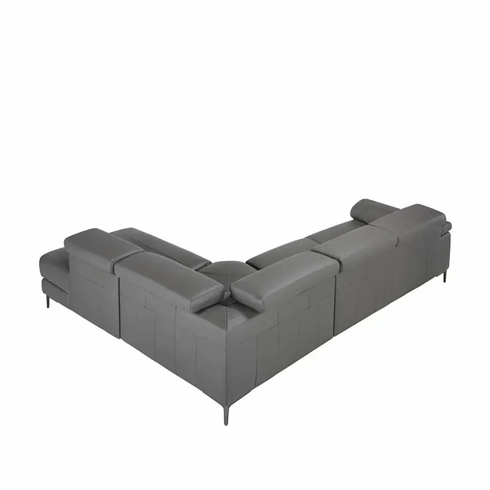 Canapés - Canapé d'angle tapissé en cuir gris - ANGEL CERDÁ