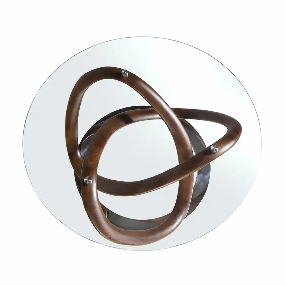 Tables basses - Table basse ronde en verre trempé et noyer - ANGEL CERDÁ