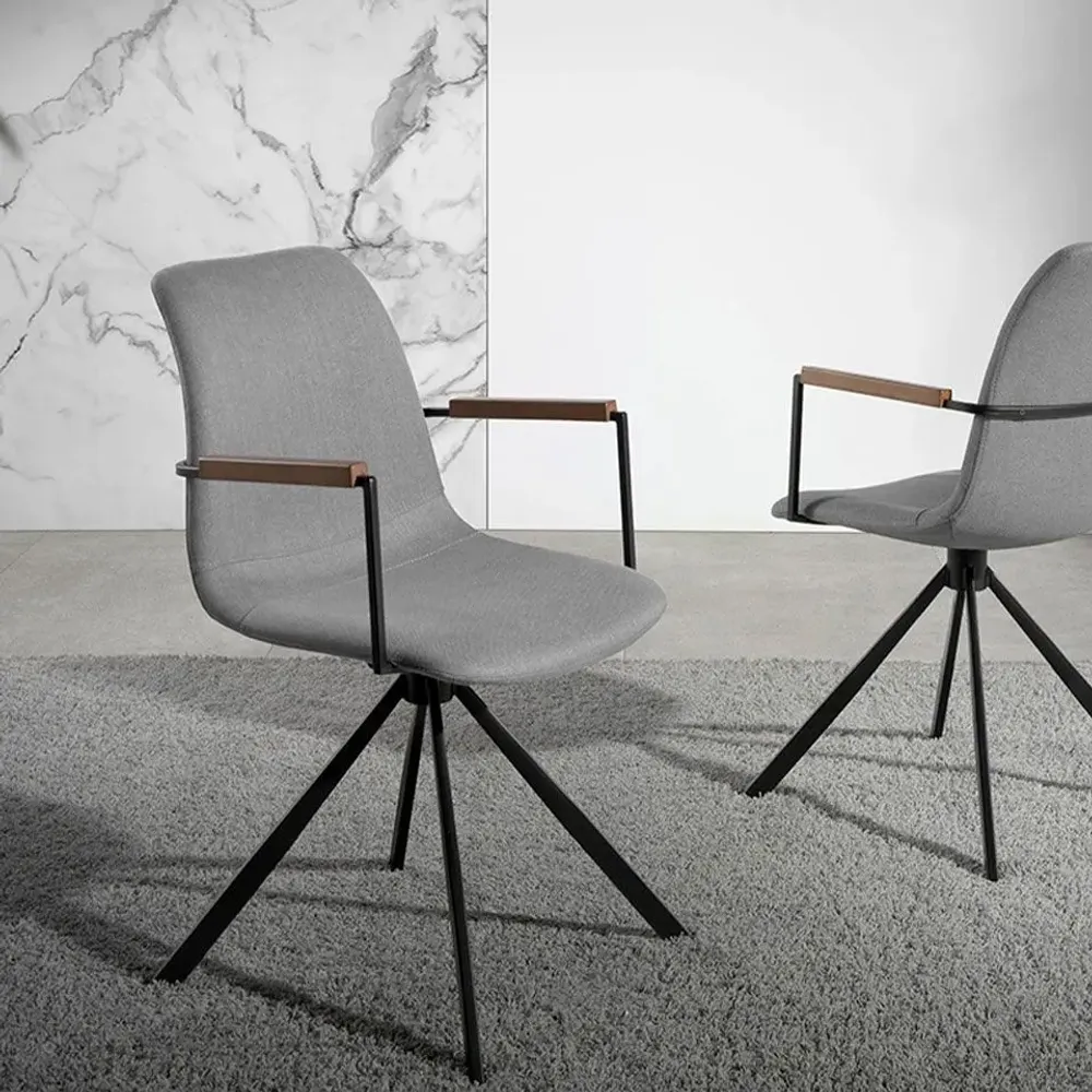 Chairs - Gyratory chair in fabric and black steel legs - ANGEL CERDÁ