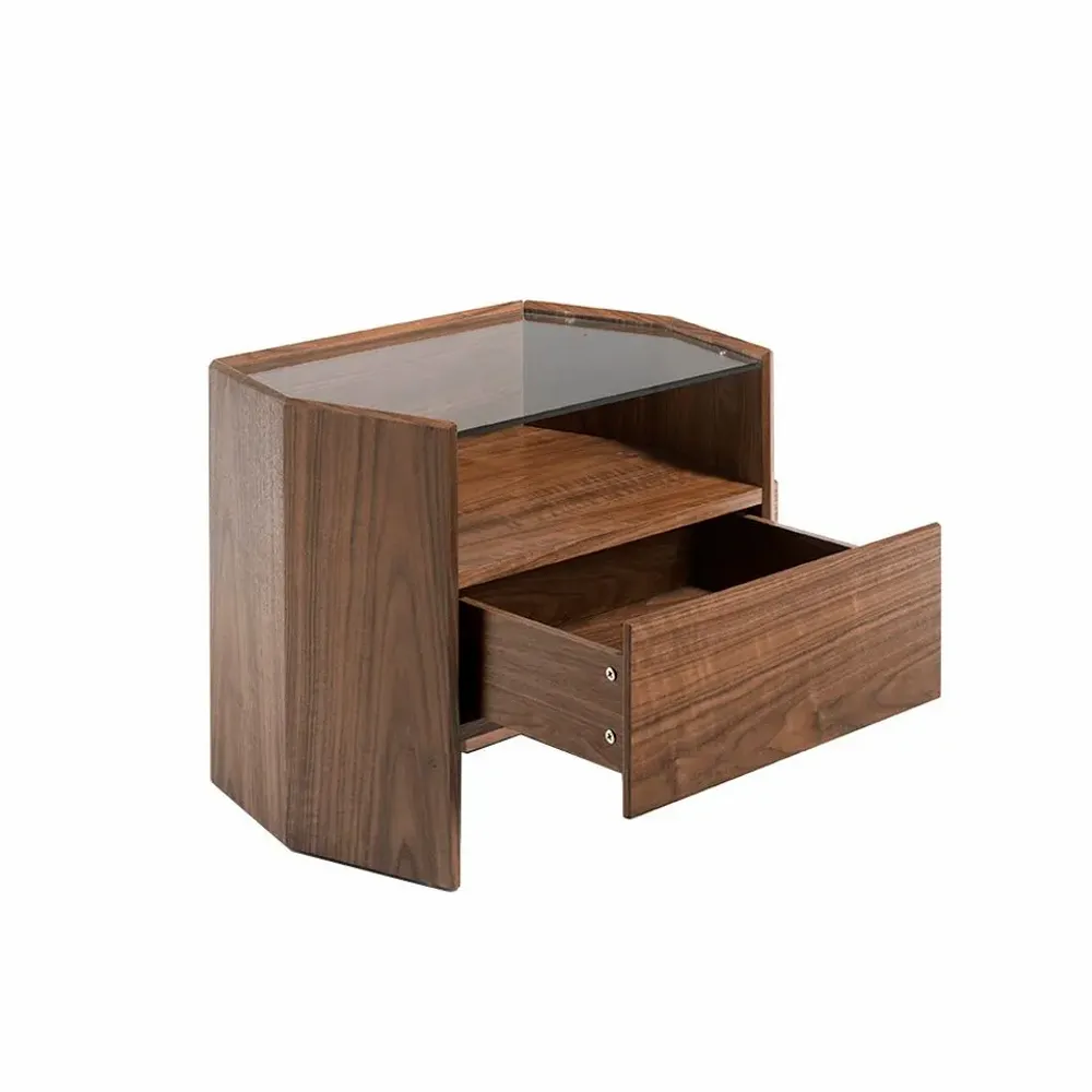 Night tables - Hexagonal walnut bedside table - ANGEL CERDÁ