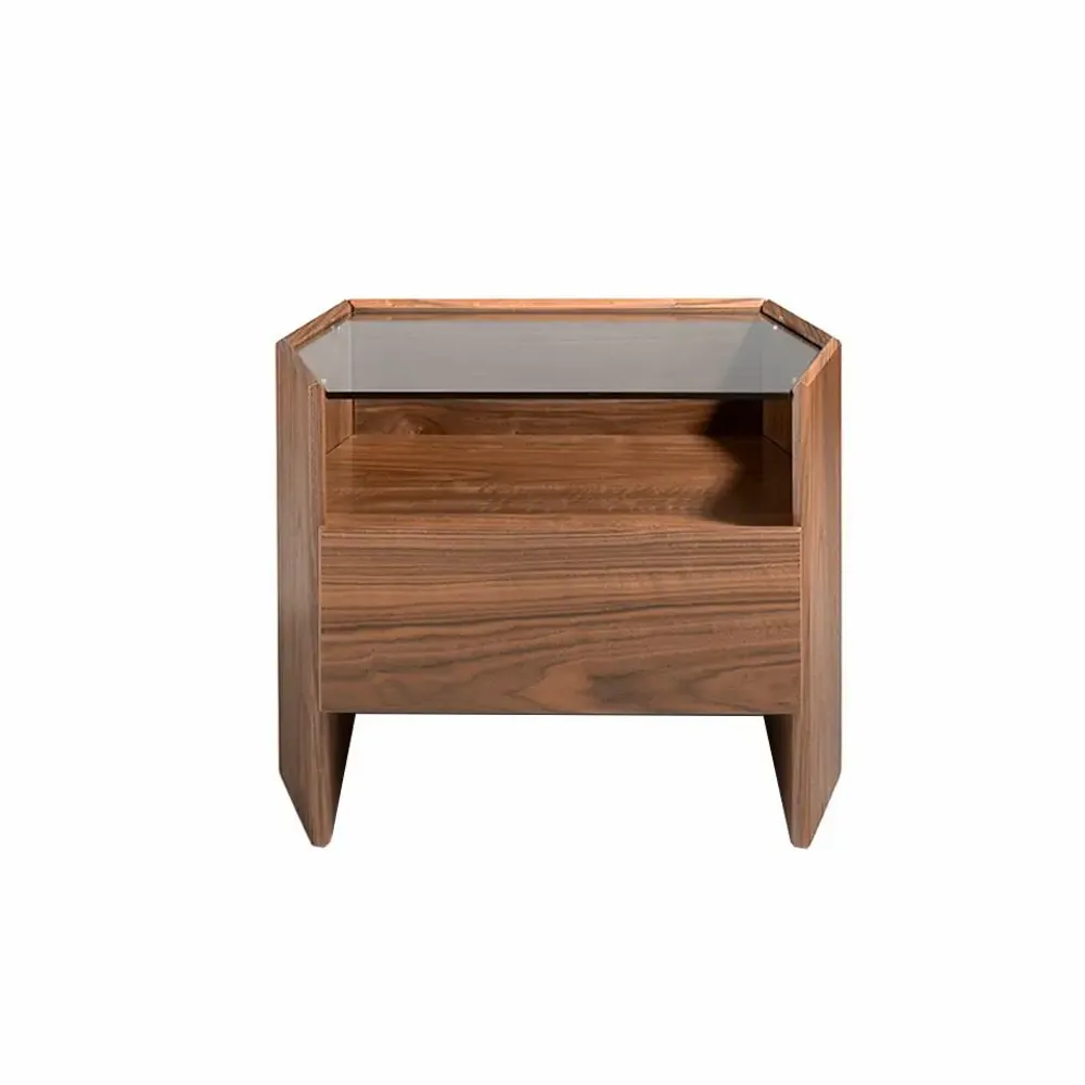 Night tables - Hexagonal walnut bedside table - ANGEL CERDÁ