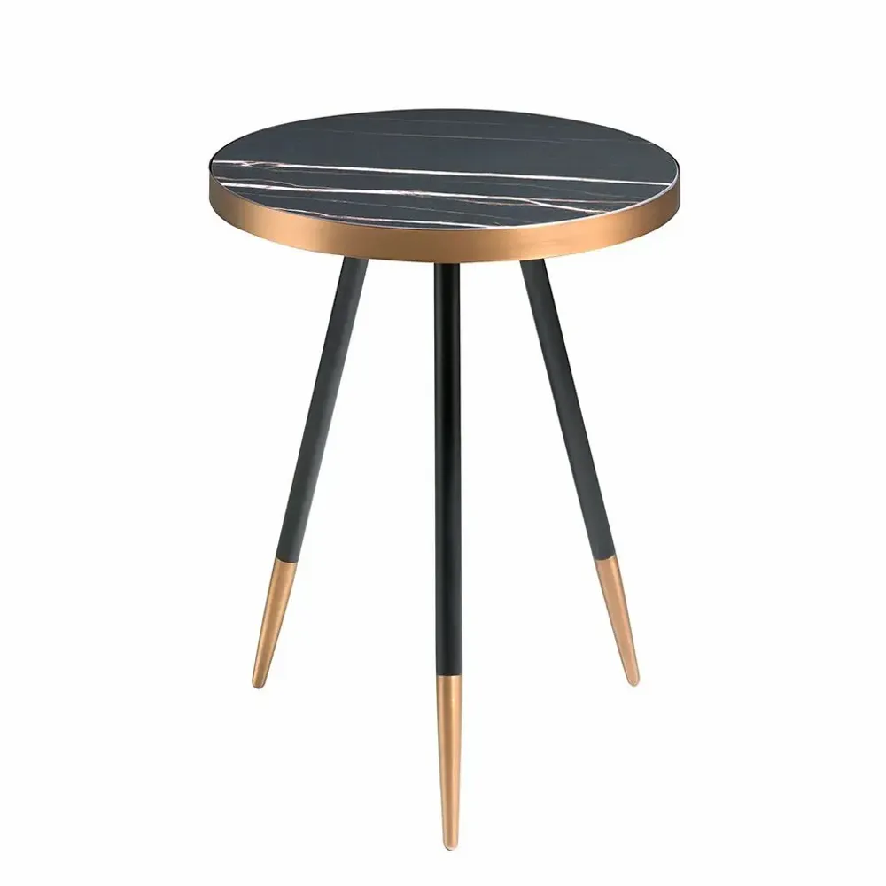 Coffee tables - Porcelain round corner table black marble - ANGEL CERDÁ