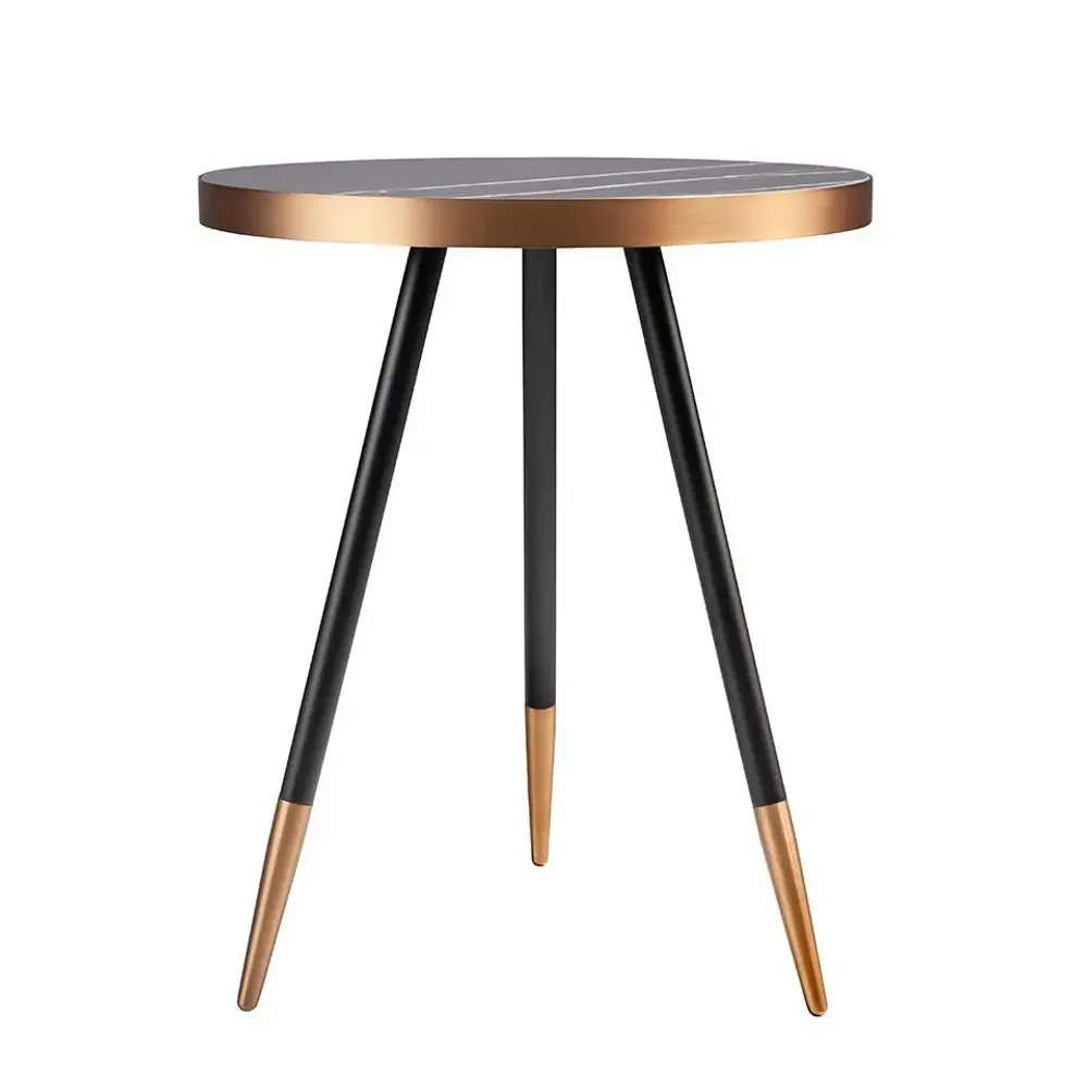 Coffee tables - Porcelain round corner table black marble - ANGEL CERDÁ