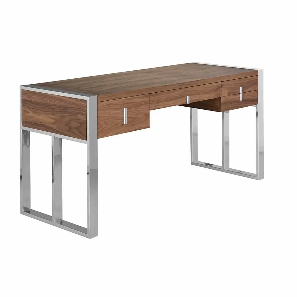 Desks - Walnut and chrome steel desk - ANGEL CERDÁ