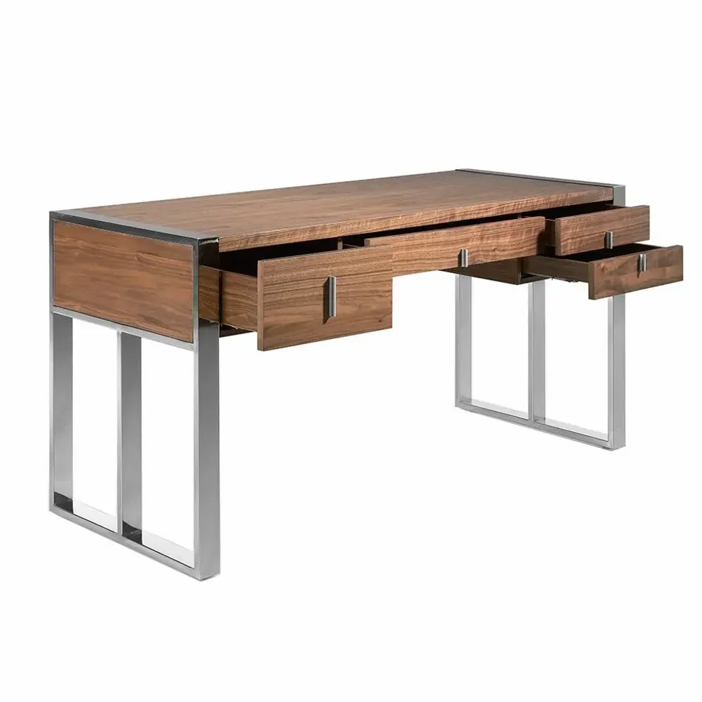 Desks - Walnut and chrome steel desk - ANGEL CERDÁ