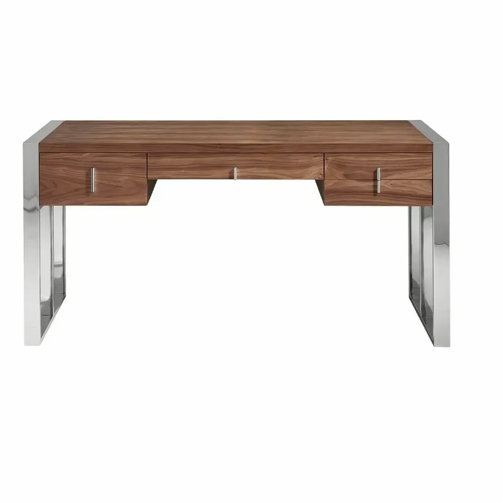 Desks - Walnut and chrome steel desk - ANGEL CERDÁ
