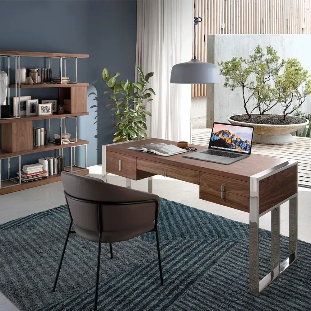 Desks - Walnut and chrome steel desk - ANGEL CERDÁ