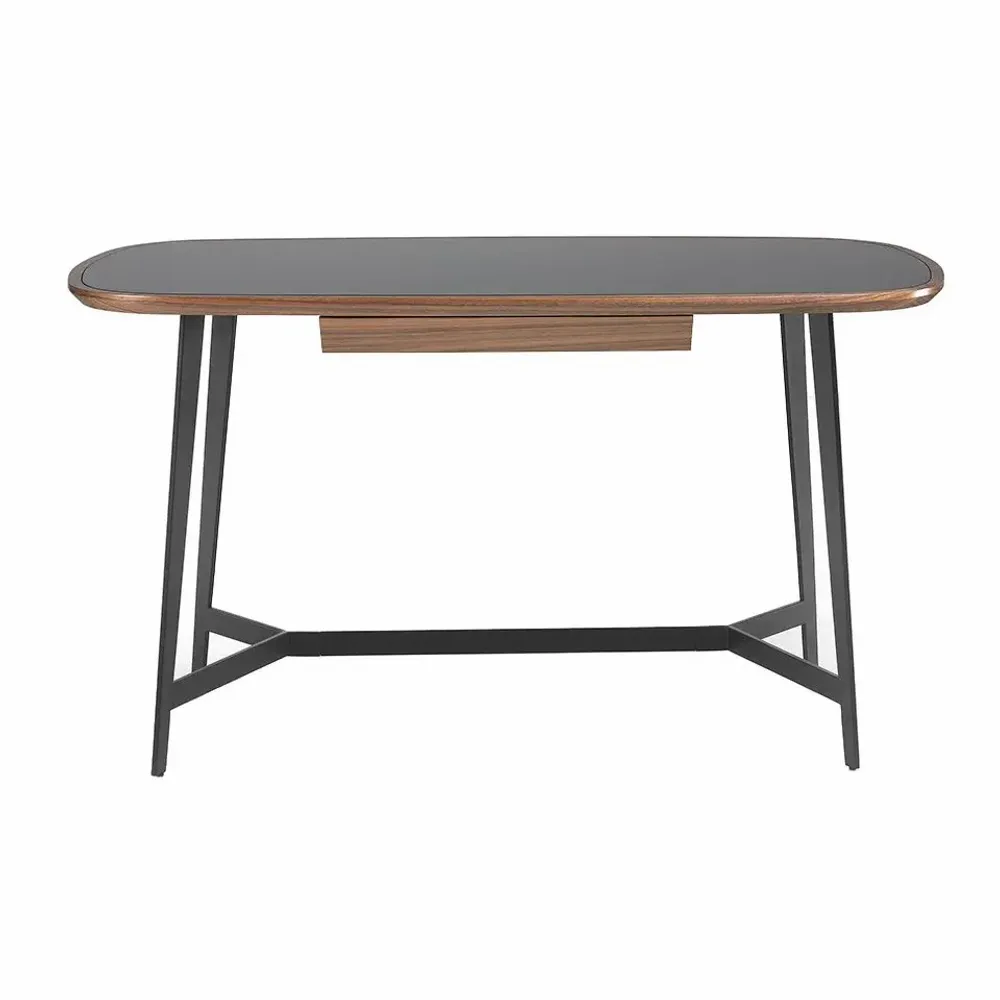 Mobilier et rangements pour bureau - Bureau en noyer et verre teinté noir - ANGEL CERDÁ