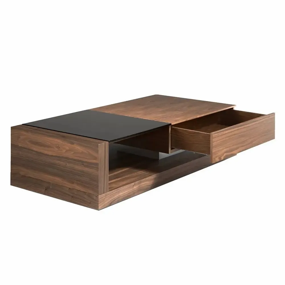 Coffee tables - Walnut coffee table and black tinted glass - ANGEL CERDÁ