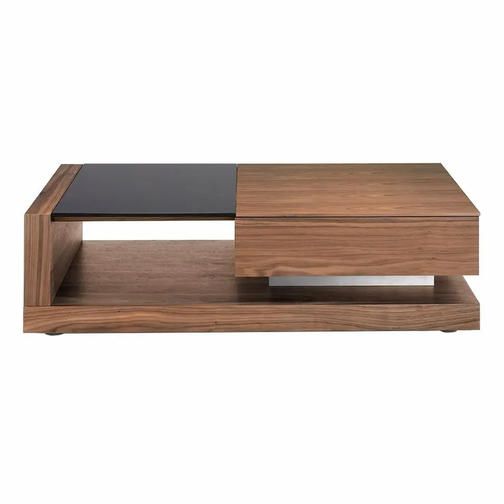 Coffee tables - Walnut coffee table and black tinted glass - ANGEL CERDÁ