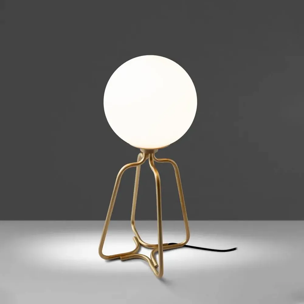 Table lamps - Table lamp golden steel and white glass - ANGEL CERDÁ