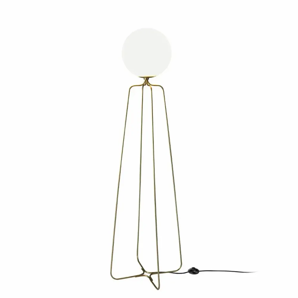 Lampadaires - Lampadaire en acier doré et verre blanc - ANGEL CERDÁ