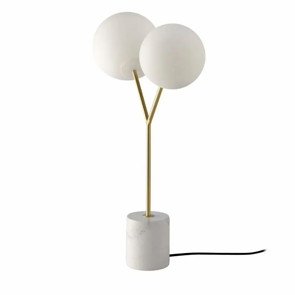 Table lamps - Table lamp white marble, golden steel and white glass - ANGEL CERDÁ