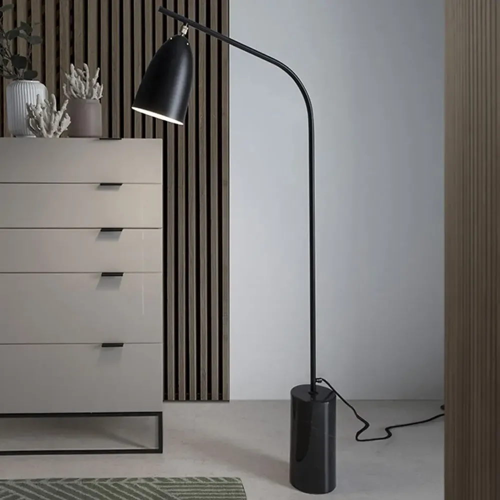 Floor lamps - Floor lamp black marble and black steel - ANGEL CERDÁ