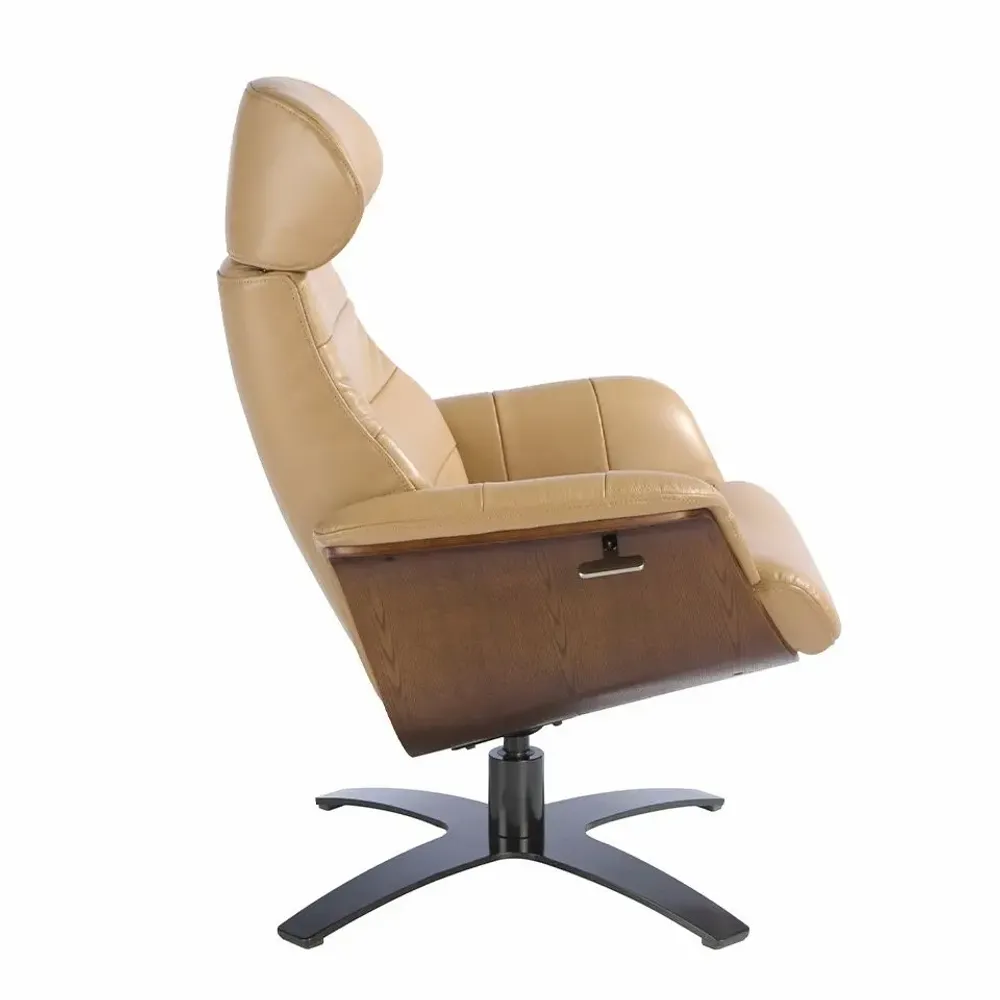 Fauteuils - Fauteuil pivotant tapissé de cuir sable - ANGEL CERDÁ