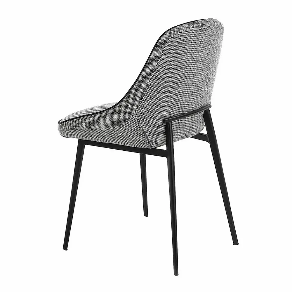 Chaises - Chaise de table à manger en tissu gris avec garniture noire - ANGEL CERDÁ