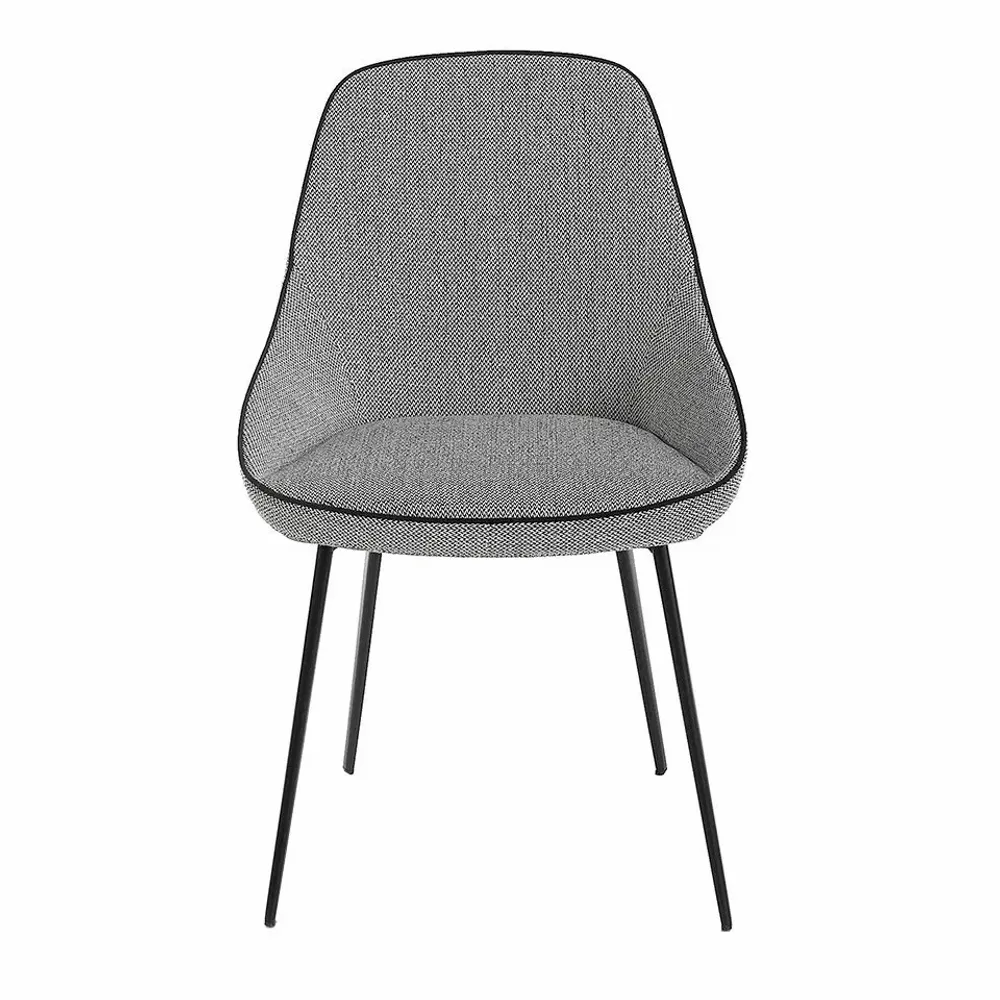 Chaises - Chaise de table à manger en tissu gris avec garniture noire - ANGEL CERDÁ