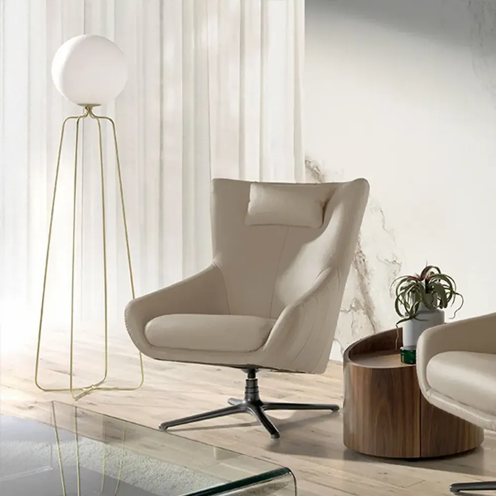 Fauteuils - Fauteuil pivotant en cuir avec coussin amovible - ANGEL CERDÁ