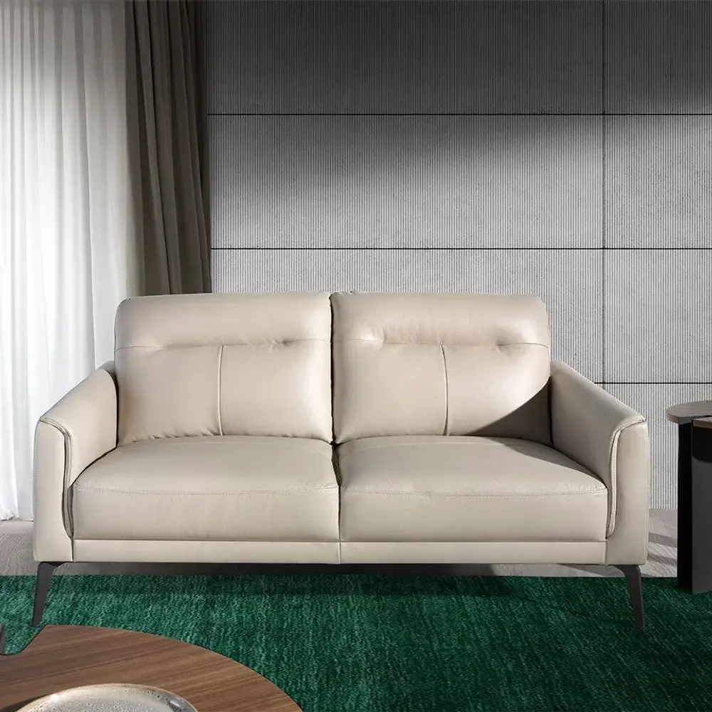 Sofas - 2 seater sofa upholstered in gray taupe leather - ANGEL CERDÁ