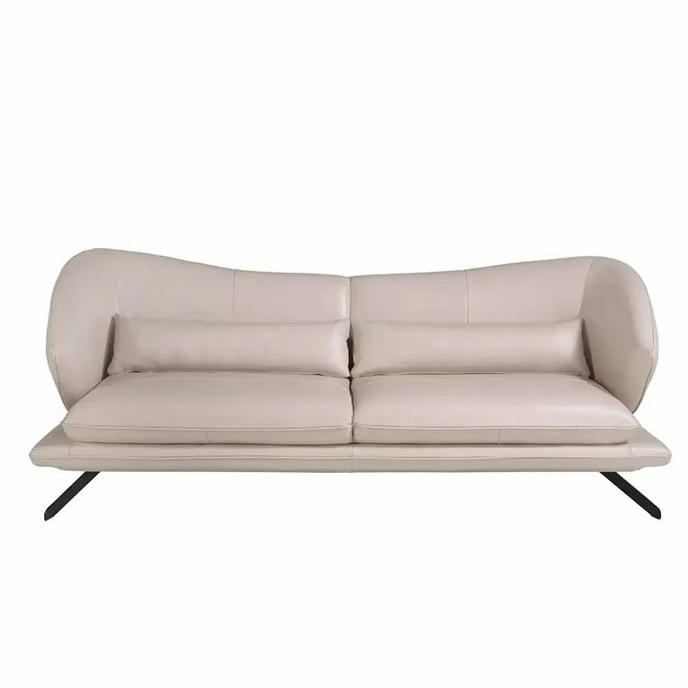 Canapés - Canapé 3 places tapissé en cuir Gris Taupe - ANGEL CERDÁ