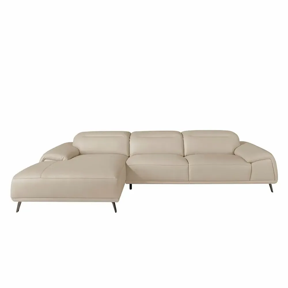 Sofas - Sofa chaise longue leather cowhide taupe - ANGEL CERDÁ