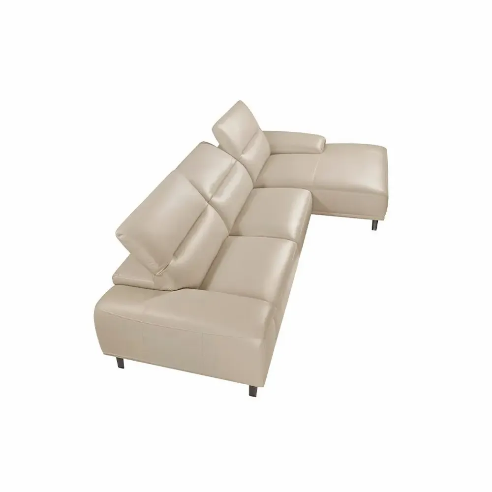 Sofas - Sofa chaise longue leather cowhide taupe - ANGEL CERDÁ