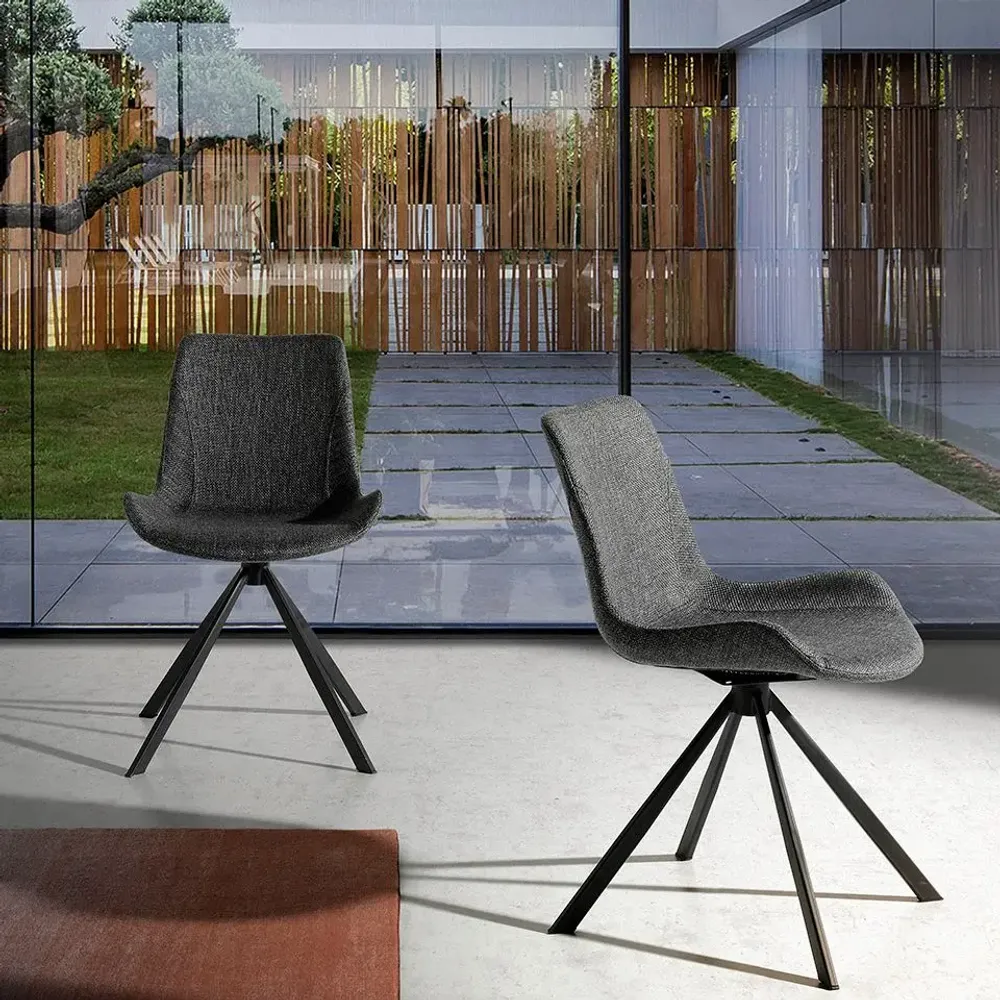 Chaises - Chaise de table à manger rembourrée en tissu gris - ANGEL CERDÁ