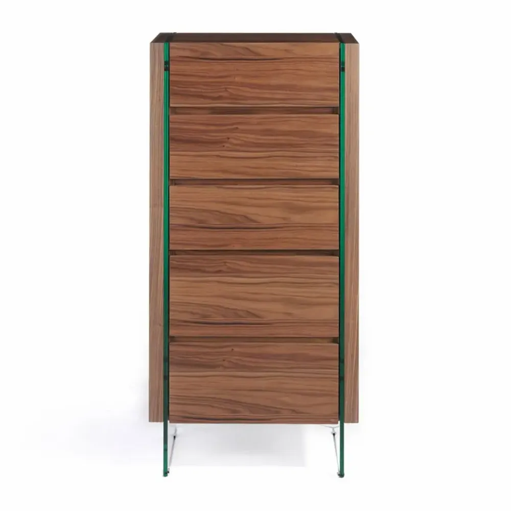 Chests of drawers - Walnut and glass chiffonier - ANGEL CERDÁ