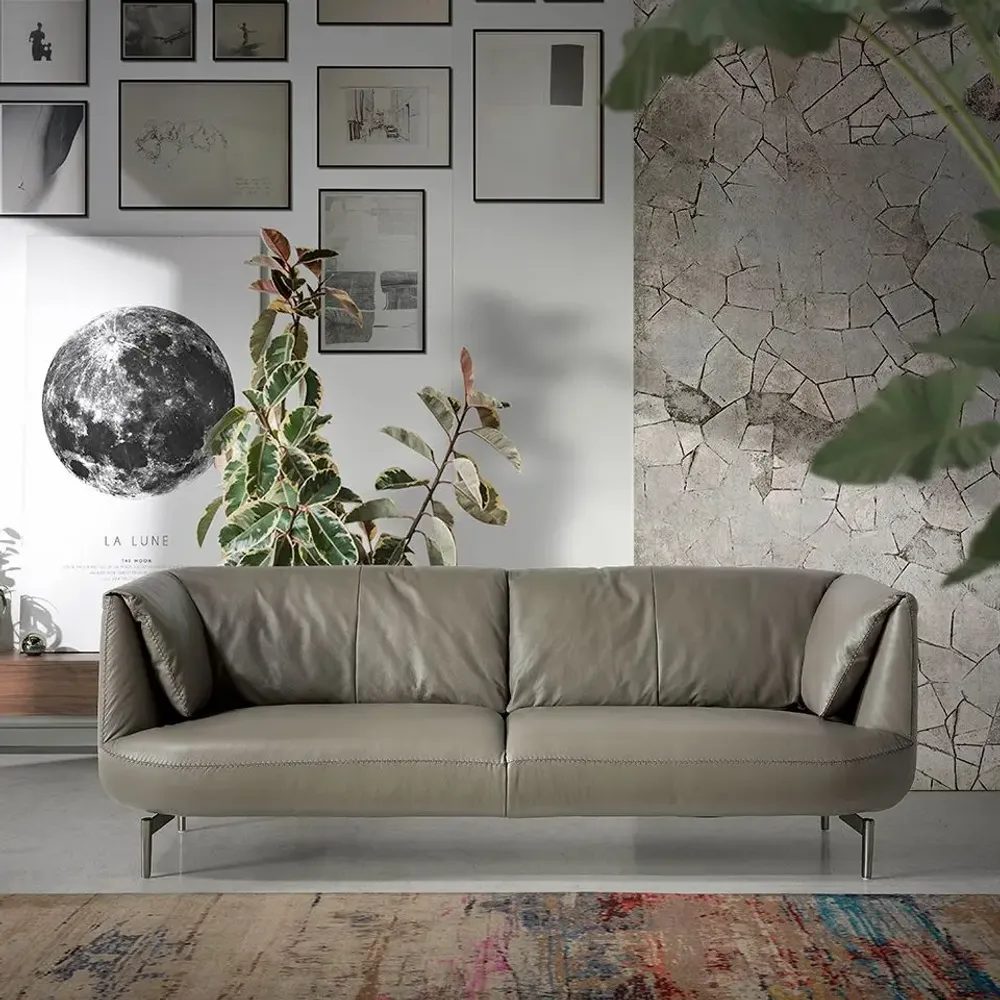 Sofas - Gray cowhide 2-seater sofa - ANGEL CERDÁ