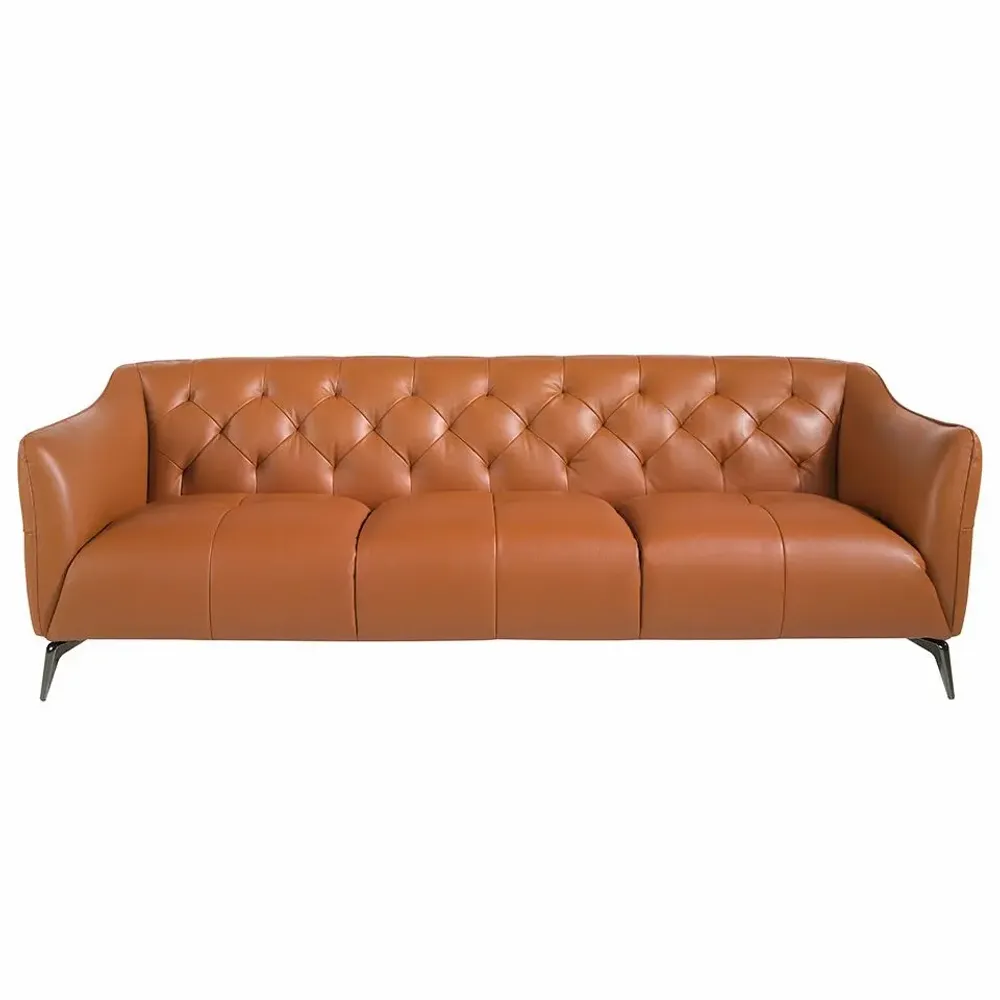 Canapés - Canapé 3 places tapissé en cuir de vachette marron - ANGEL CERDÁ